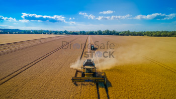 Combine Farm Harvest In The Summer