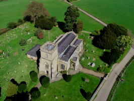 Aerial view of a Rural Countryside village Church