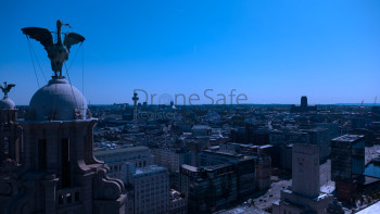 Liverpool Skyline from the Royal Liver Building with Liver Bird and Cathedral