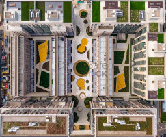 Aerial views of Upton Gardens, Upton Park Stadium. Former home of West Ham United FC