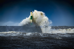 Waves battering the lighthouse